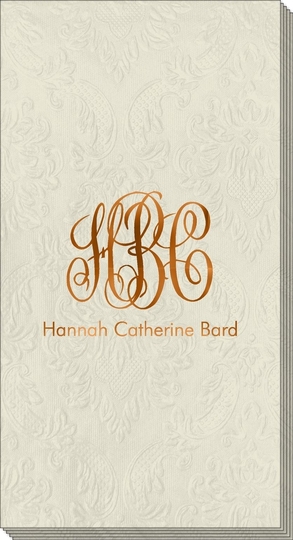 Script Monogram with Text Carte Embossed Guest Towels